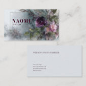 Plum Purple Rose Floral and Misty Garden 名刺 (正面/裏面)