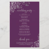 Plum Purple & Silver Curls Budget Wedding Program (裏面)