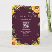 Plum Purple Sunflowers Mason Jar QR Code Wedding 招待状 (裏面)
