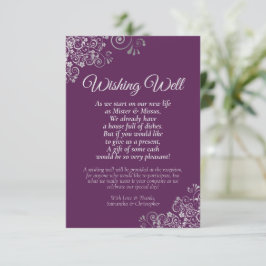 Plum Purple Wedding Wishing Well Poem for Elegant エンクロージャーカード