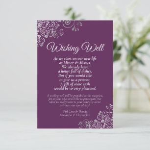 Plum Purple Wedding Wishing Well Poem for Elegant  エンクロージャーカード