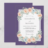 Plum Refined Botanical Wedding 招待状 (正面/裏面)