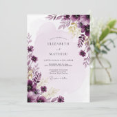Plum Resplendent Watercolor Wedding 招待状 (スタンド正面)