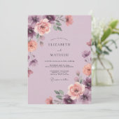 Plum Romantic Watercolor Wedding 招待状 (スタンド正面)