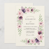 Plum Rose Botanical Romance Wedding 招待状 (正面/裏面)