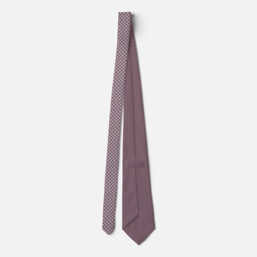 Plum Rose Checkered Pattern - Neck Tie ネクタイ (裏面)