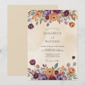Plum Rustic Bohemian Wedding 招待状 (正面/裏面)