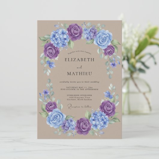 Plum Rustic Country Wedding 招待状 (スタンド正面)