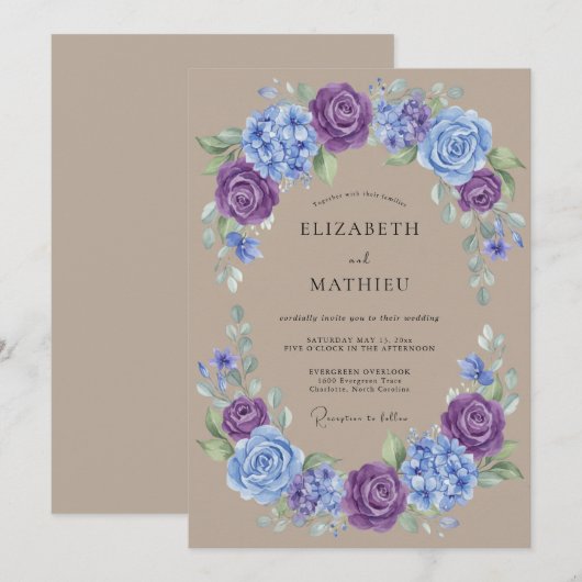 Plum Rustic Country Wedding 招待状 (正面/裏面)