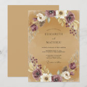 Plum Rustic Woodland Wedding 招待状 (正面/裏面)