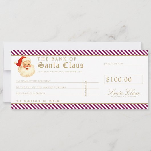 Plum Santa Cheque Gift Voucher Card 招待状 (正面)
