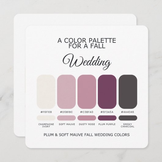 Plum Soft Mauve Fall Wedding Palette 2026 Card 招待状 (正面/裏面)