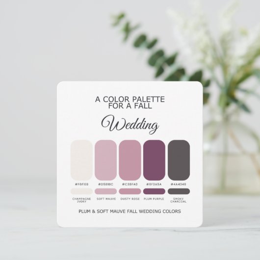 Plum Soft Mauve Fall Wedding Palette 2026 Card 招待状 (スタンド正面)
