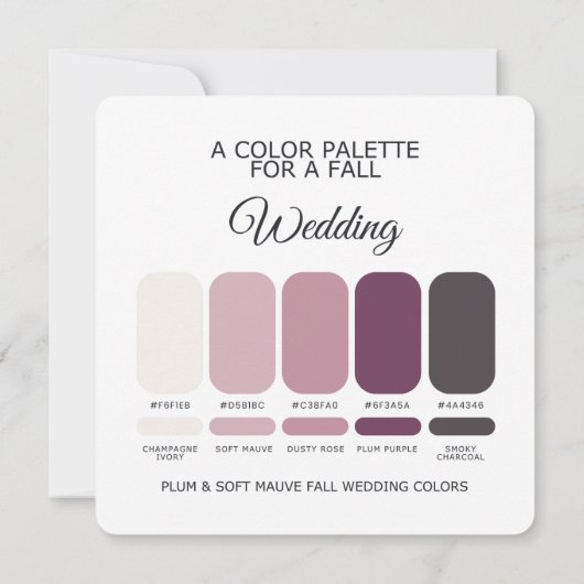Plum Soft Mauve Fall Wedding Palette 2026 Card 招待状 (裏面)