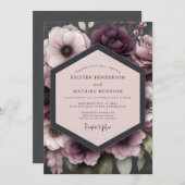 Plum Somber Anemone Wedding 招待状 (正面/裏面)