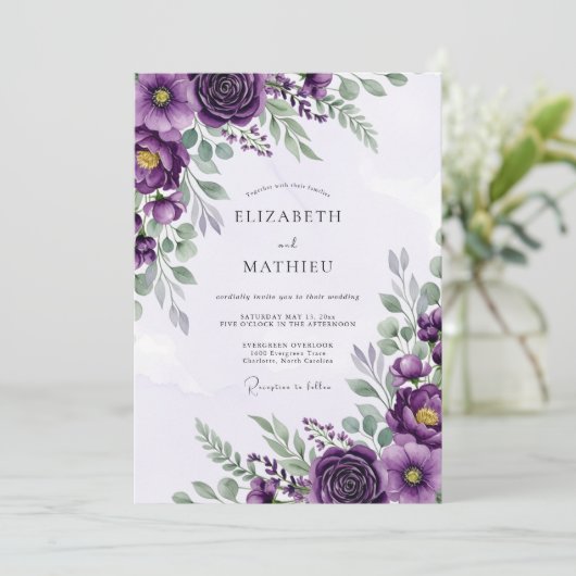 Plum Sophisticated Spring Wedding 招待状 (スタンド正面)