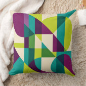 Plum Teal Geometric Abstract クッション (ブランケット)