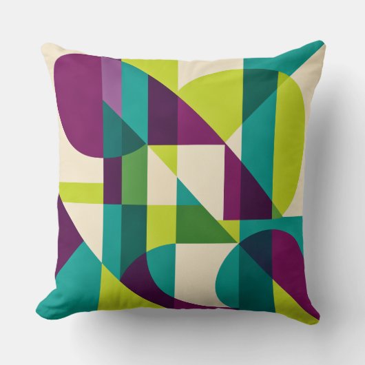 Plum Teal Geometric Abstract クッション (正面)