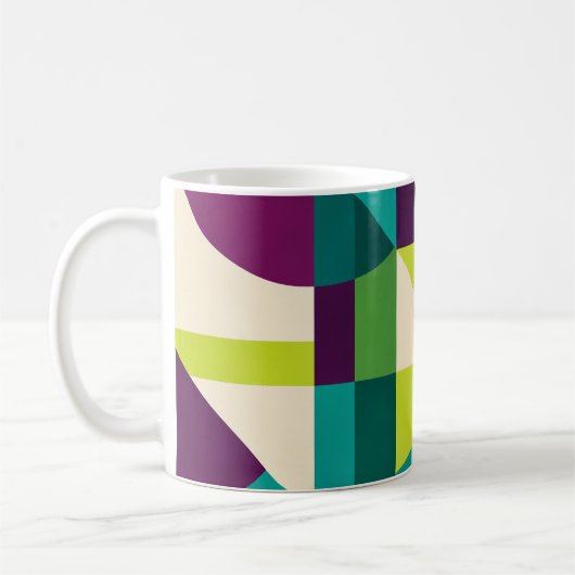 Plum Teal Geometric Abstract コーヒーマグカップ (左)