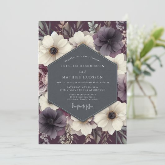 Plum Twilight Anemone Wedding 招待状 (スタンド正面)