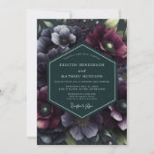 Plum Twilight Floral Whimsy Wedding 招待状 (正面)
