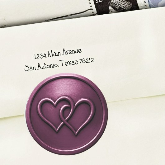 Plum Two Hearts Intertwined Wedding ラウンドシール