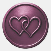 Plum Two Hearts Intertwined Wedding ラウンドシール (正面)