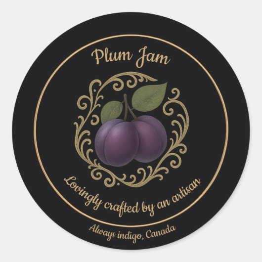 Plum Velvet – Gourmet Jam Label ラウンドシール (正面)