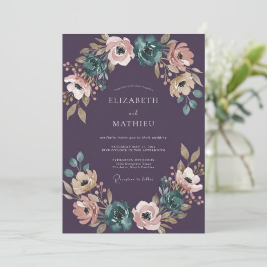 Plum Velvety Fall Wedding 招待状 (スタンド正面)