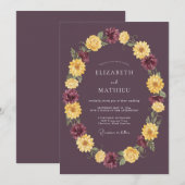 Plum Vivid Autumnal Wedding 招待状 (正面/裏面)