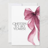 Plum Watercolor Bow Birthday  Invitation 招待状 (裏面)
