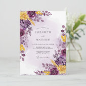 Plum Yellow Luscious Botanical Wedding 招待状 (スタンド正面)