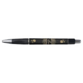 Pluma con flores doradas  personalizada con nombre ボールペン (正面)