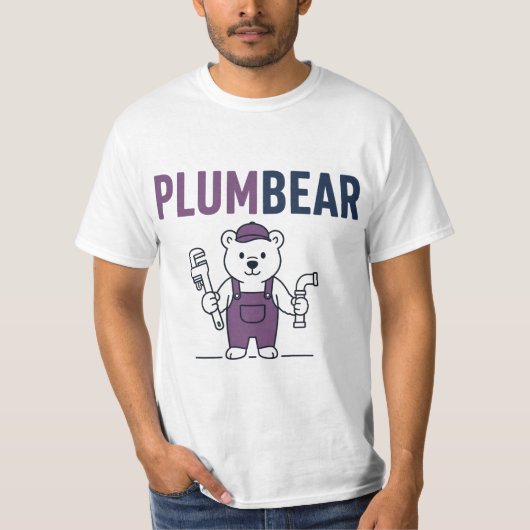 Plumbear – 笑顔の熊の配管工ダジャレ tシャツ (正面)