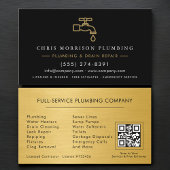 Plumber Black & Gold Metallic QR Code 名刺