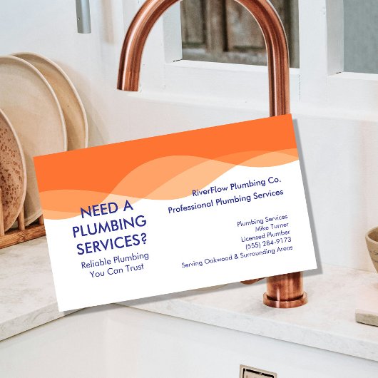 Plumber Business Card Template | Plumbing Services マグネット名刺