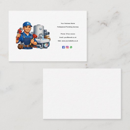 Plumber Business Card Template – Professional Edit 名刺 (正面/裏面)
