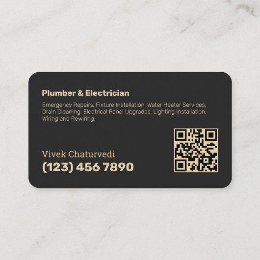 Plumber & ElectricianスキャンQR 名刺 (裏面)