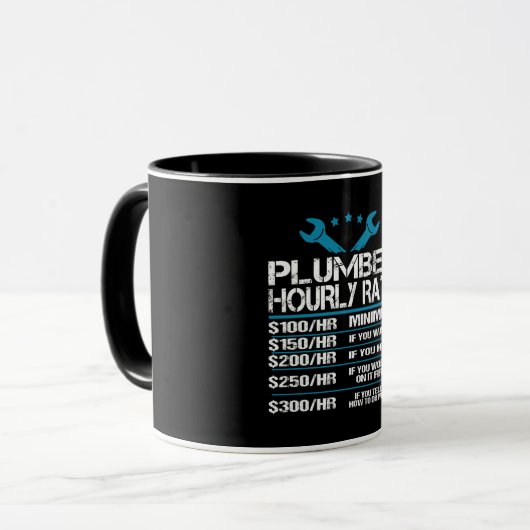 plumber installer fitter Funny Hourly Rate gift id マグカップ (正面左)