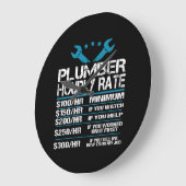plumber installer fitter Funny Hourly Rate gift id ラージ壁時計 (傾斜)