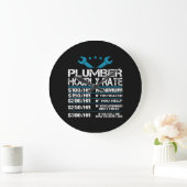 plumber installer fitter Funny Hourly Rate gift id ラージ壁時計 (ホーム)