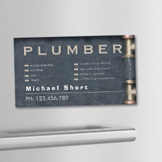 Plumber Magnetic Business Card with Pipe DetaiI マグネット名刺