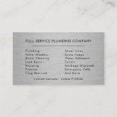 Plumber Plumbing Company Silver Metallic 名刺 (裏面)