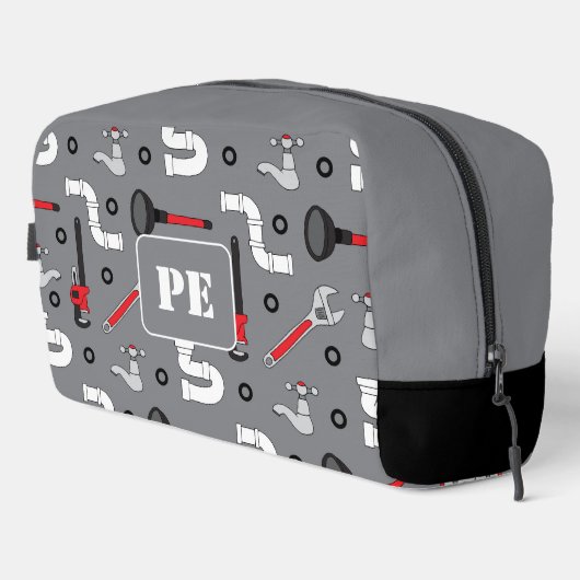Plumber Plumbing Pattern Monogram Personalised ドップキット (右コーナー)