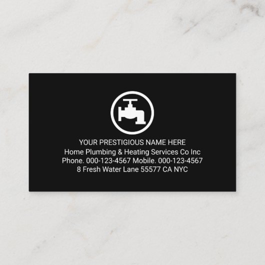 Plumber Plumbing Pipeline Signage 名刺 (裏面)