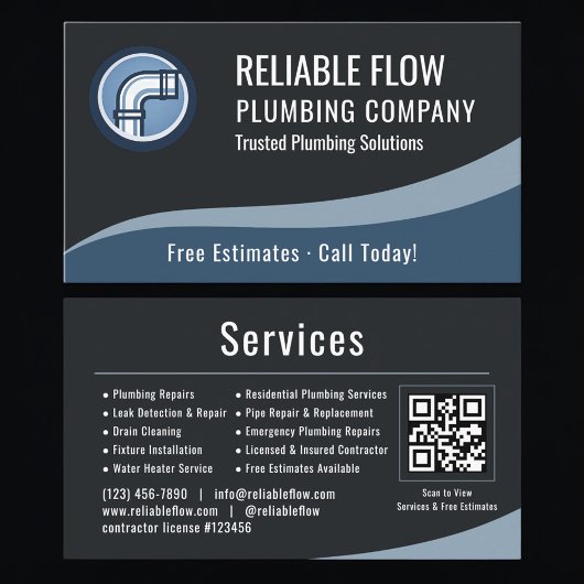 Plumber Plumbing QR Code Professional 名刺