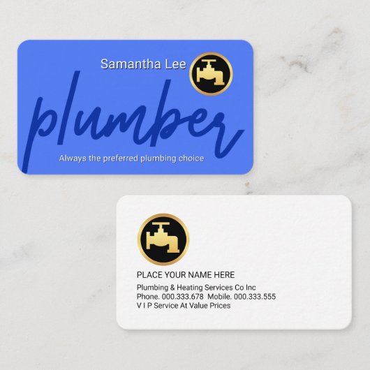 Plumber Signage In Blue Layer 名刺 (正面/裏面)