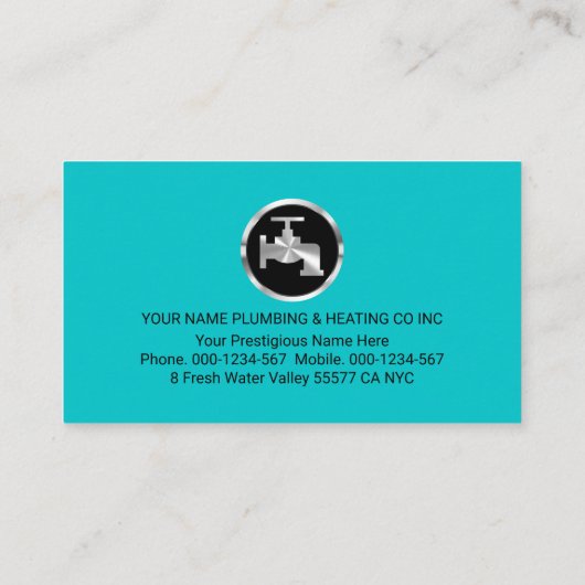 Plumber Signage In Blue Water Grunge 名刺 (裏面)