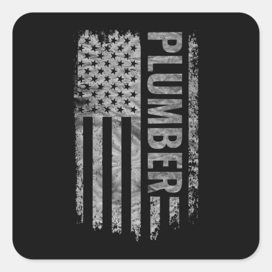 Plumber USA Flag Distressed design スクエアシール (正面)