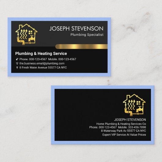 Plumber's Blue Frame Gold Tab  名刺 (正面/裏面)